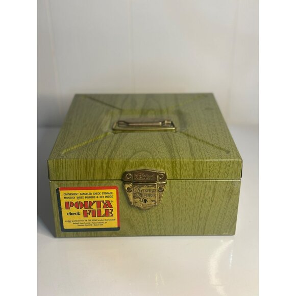 VTG 90s Ballonoff Porta-File Check File Metal Storage Box Case Green 9" - Picture 1 of 8